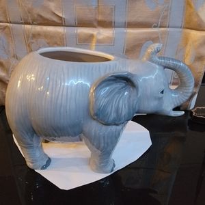 Large Porcelain Storage Lucky Trunks up Elephant 12x8x7"